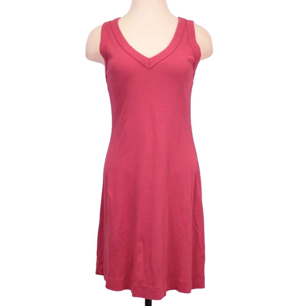 Michael Stars Womens Ribbed Cotton V Neck Tank Dress Coral Size Small